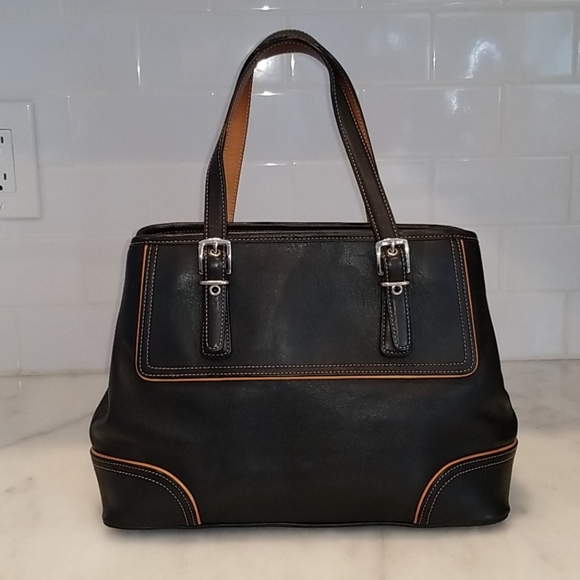 Coach Handbags - Coach Hampton Black Leather Satchel